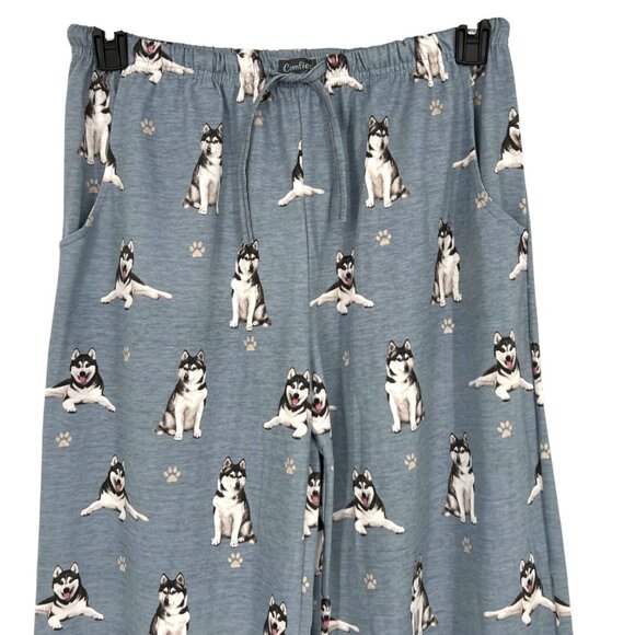 Comfies Husky Dog Print Pajama Pants Blue Cotton Size Medium NWT - Picture 2 of 13